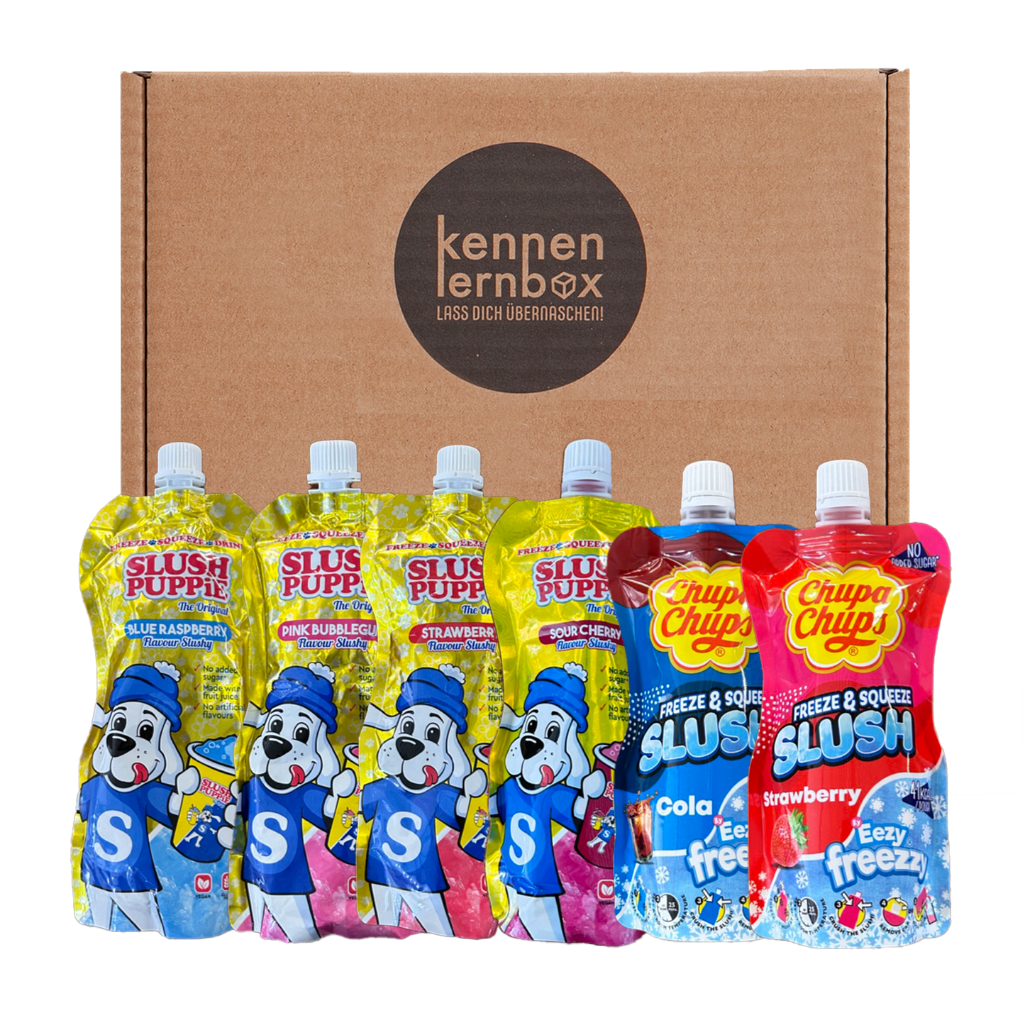 6er Slush Box | 4 x Slush Puppies und 2 x Chupa Chups Slush | Perfekt für den Sommer