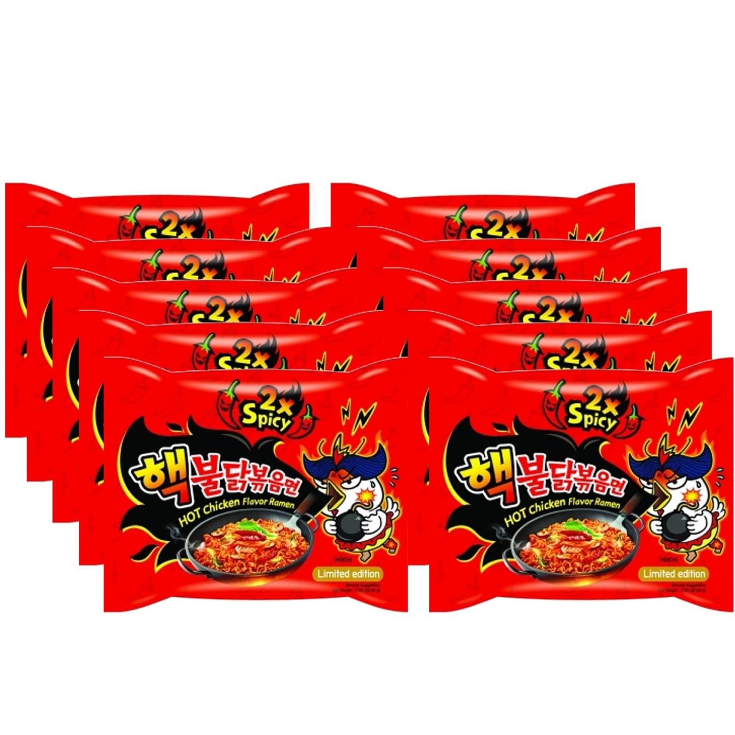 2 x 5er Pack Buldak 2x Spicy | Die beliebten Hot Chicken Ramen aus Korea | Extrem scharfe Instant Nudeln