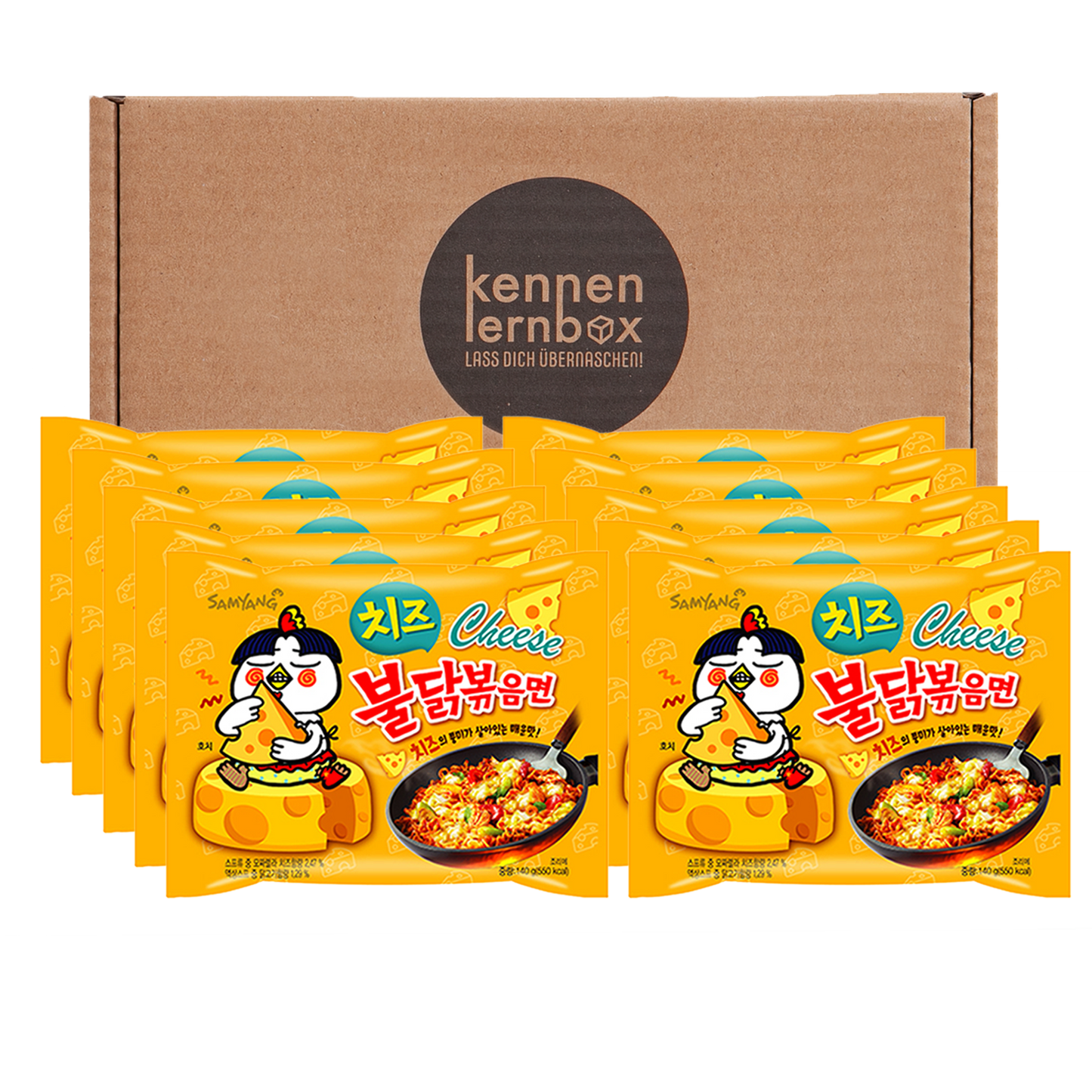 2 x 5er Pack Buldak Käse | Die beliebten Hot Chicken Ramen aus Korea | Extrem scharfe Instant Nudeln