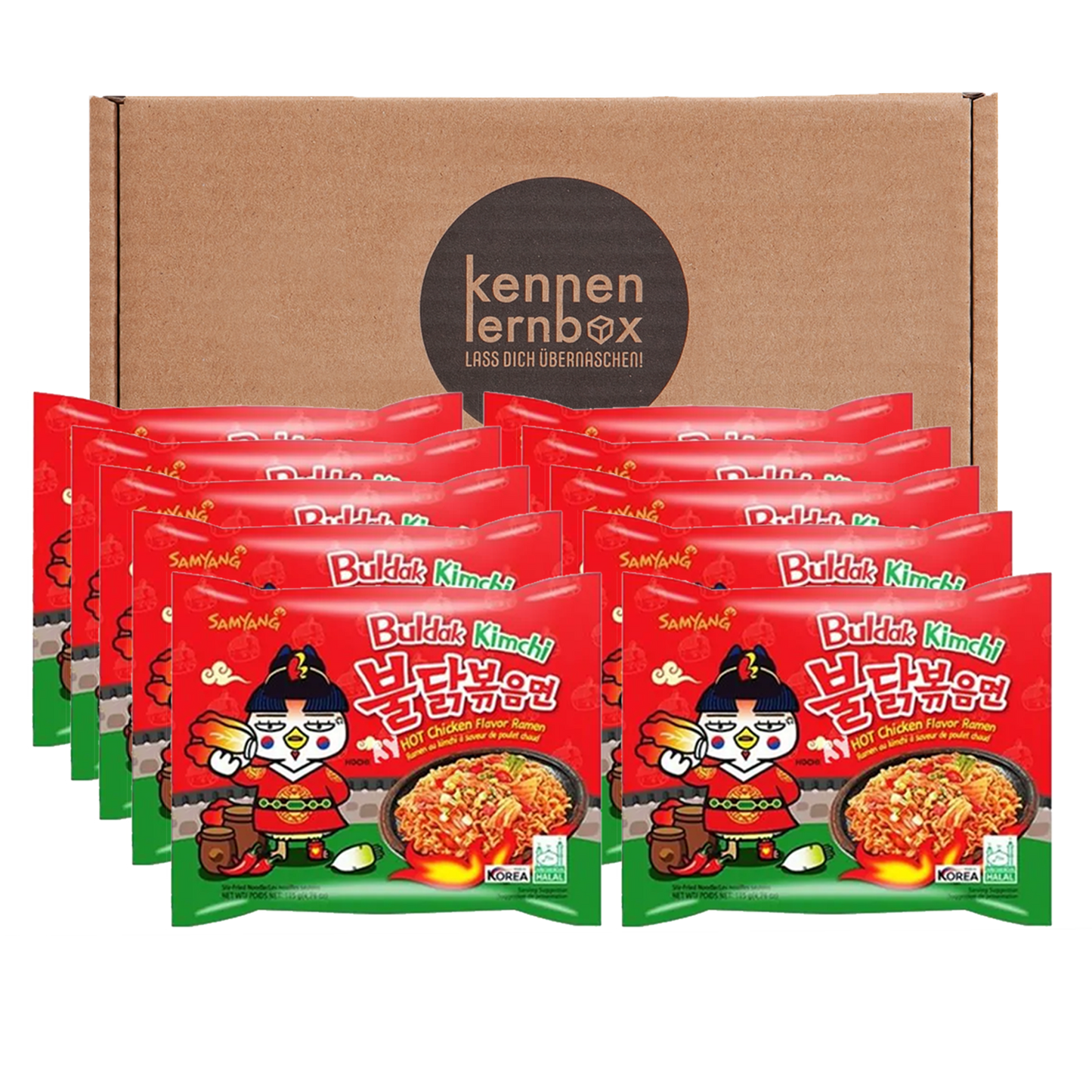 2 x 5er Pack Buldak Kimchi | Die beliebten Hot Chicken Ramen aus Korea | Extrem scharfe Instant Nudeln