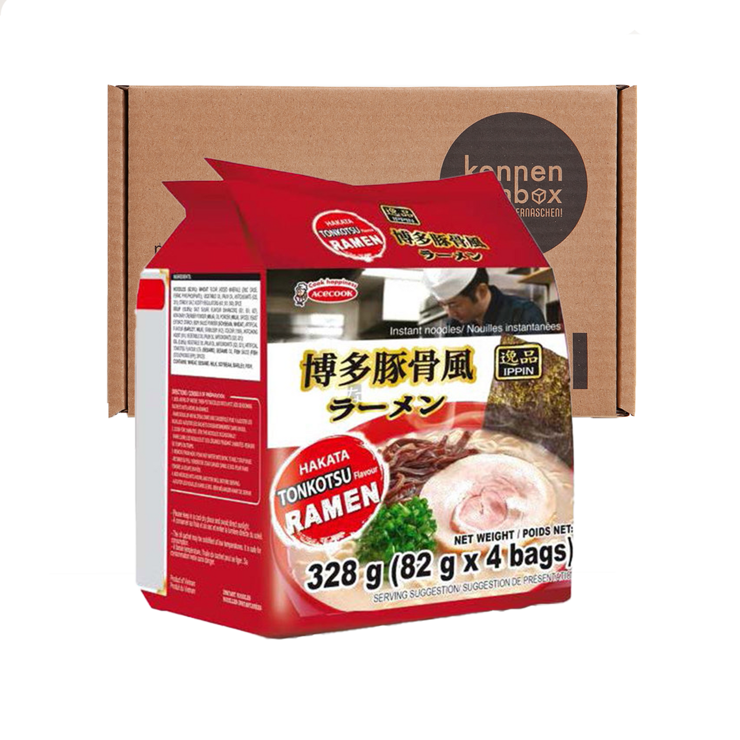 4 x Acecook Ippin Instant Noodle Tonkotsu Flavour Angebot MHD 02.02.2025