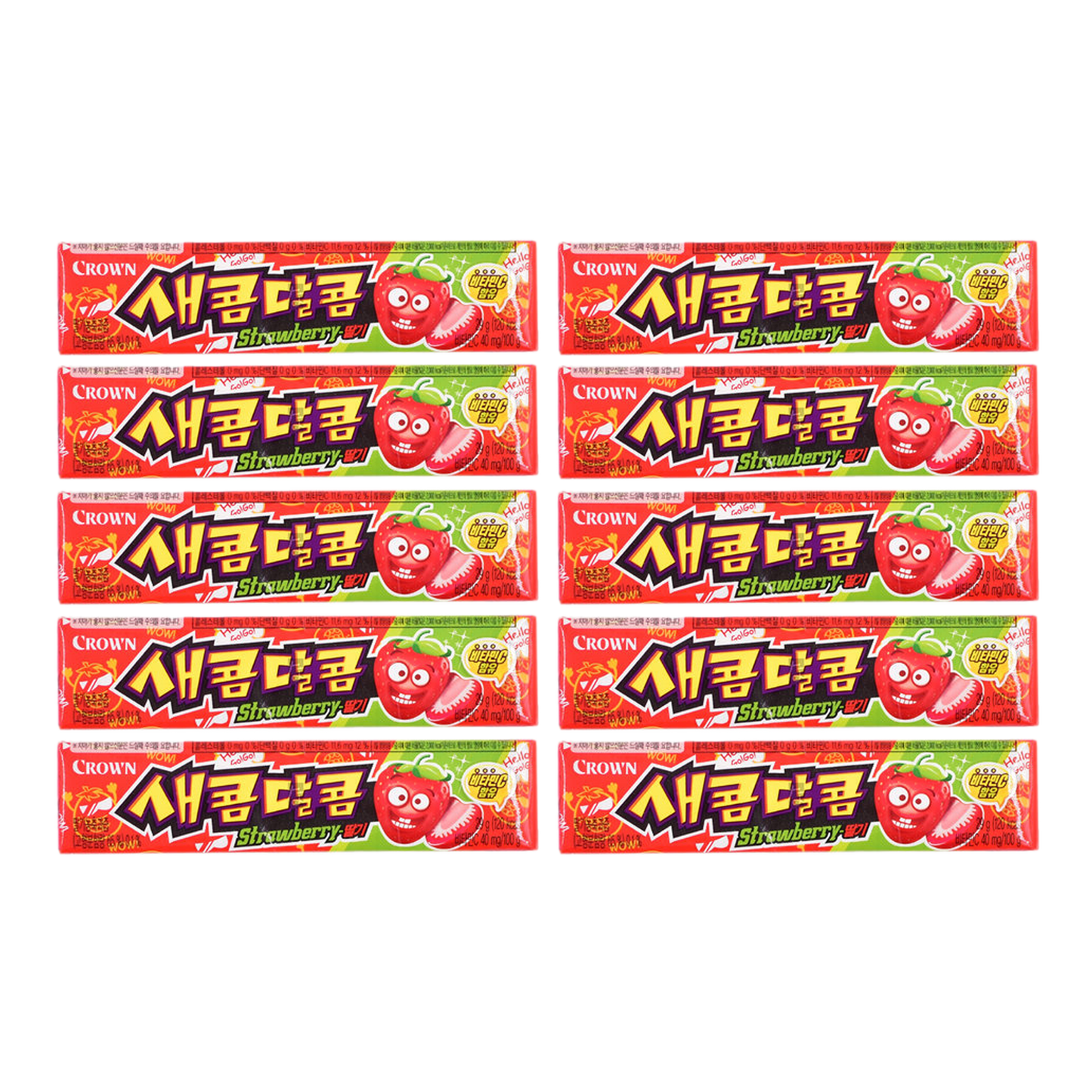 Sae Kom Dal Kom Strawberry | Beliebte Süßigkeit aus Korea | Weiche Kaubonbons mit süß-säuerlichem Erdbeergeschmack