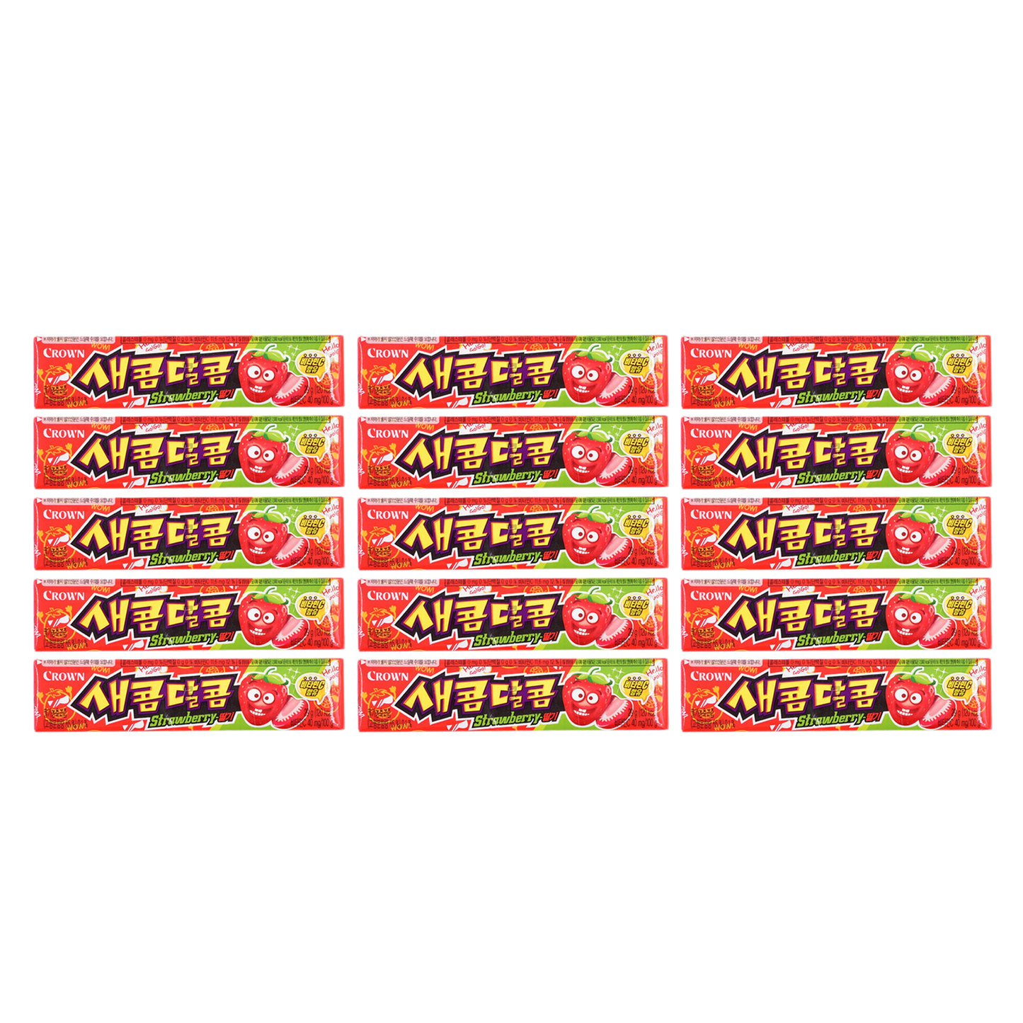 Sae Kom Dal Kom Strawberry | Beliebte Süßigkeit aus Korea | Weiche Kaubonbons mit süß-säuerlichem Erdbeergeschmack