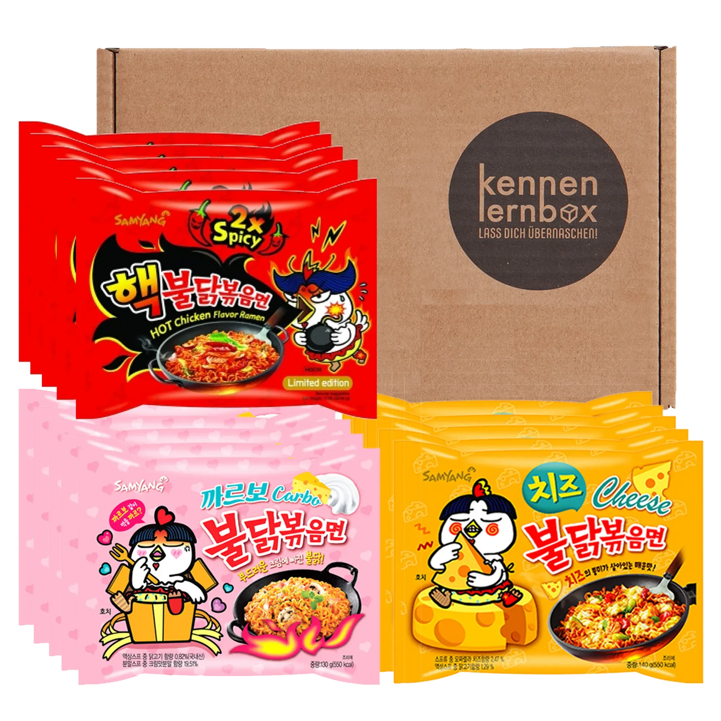 5er Pack Hot Chicken Carbonara & 5er Pack Cheese & 5er Pack 2xSpicy