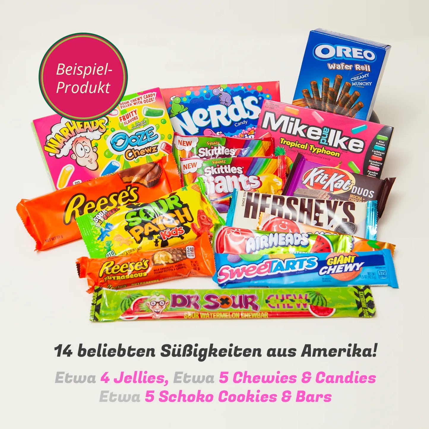 USA Jumbo Box | 15 beliebte Süßigkeiten aus Amerika | Für jeden was dabei | Entdecke die Vielfalt | Perfekte Geschenkidee