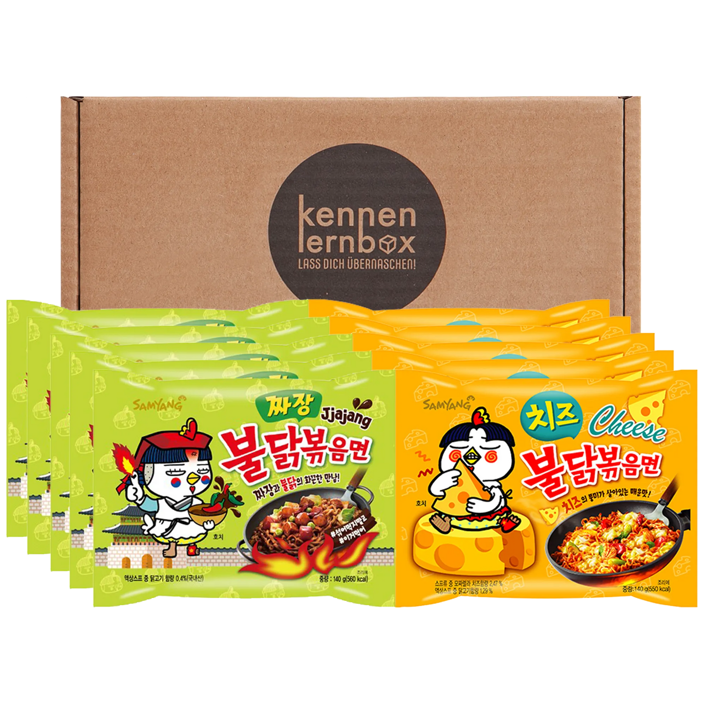 5er Pack Jjajang & 5er Pack Hot Chicken Käse