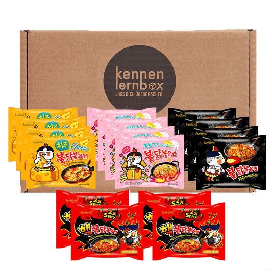 Buldak 16er Mix | Scharfe Koreanische Instant Nudeln | Verschiedene Geschmäcker in einem Pack | Perfekte Geschenkidee